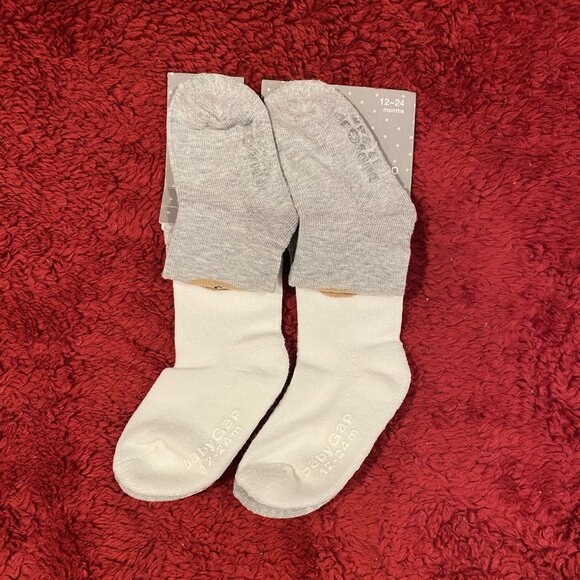 3pk. Baby Gap Teddy Bear Socks - Gray, White, Gray-striped - 12-24 mos. - NWT - Picture 2 of 6